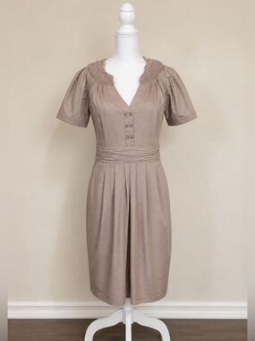 BCBGeneration Taupe Puff Sleeve Dress. Size 12